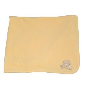Baby Connection Bear Duck Yellow Thermal Waffle Weave Blanket 30" X 22"